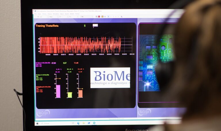 Пацієнт проходить процедуру biofeedback в офтальмологічній клініці для тренування зорової функції
